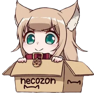 🐾 necozon Аниме, Девушка-кошка, Неко, Коробка, Милый telegram sticker