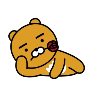 ❤ Ryan ryan, kakao friends, urso, rosa, fofo, relaxante, desenho animado telegram sticker