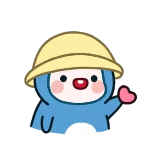 🐧 かわいい, キャラクター, 手を振る, 帽子 telegram sticker