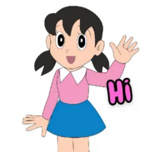 👋 Hi hoạt hình, lời chào, cô gái, màu hồng, màu xanh lam, hoạt họa whatsapp sticker