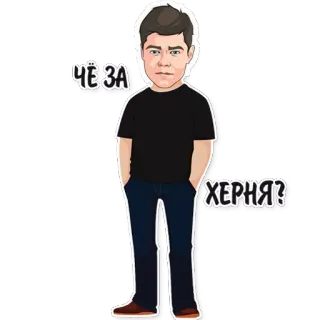 😕 ЧЁ ЗА ХЕРНЯ? cartoon, man, russian, expression, offensive, slang telegram sticker