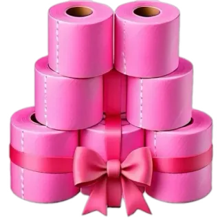 🧻 giấy vệ sinh, hồng, nơ, quà tặng, cuộn, giấy whatsapp sticker