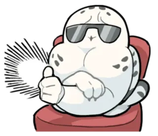 👍 hibou, cool, lunettes, pouce levé, oiseau telegram sticker