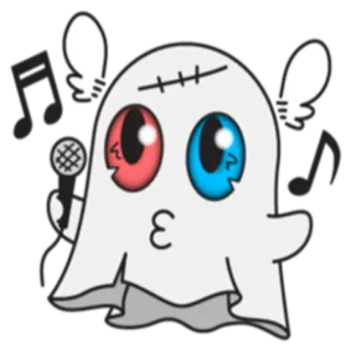 🎼 fantôme, mignon, dessin animé, musique, microphone, chant telegram sticker