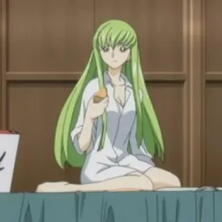 🍕 C.C. Code Geass anime, CC, Code Geass, ragazza, capelli verdi telegram sticker