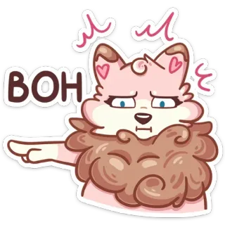 👈 BOH gato, señalando, dibujos animados, pegatina, lindo, anime telegram sticker