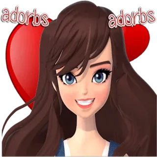 😬 adorbs fofo, adorável, coração, menina, desenho animado, sorriso, doce telegram sticker