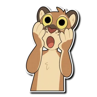 😮 zwierzę, zszokowany, zaskoczony, słodki, kreskówka, naklejka telegram sticker