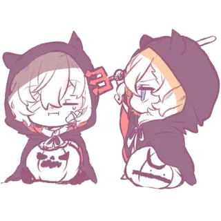 👿 halloween, kürbis, chibi, anime, süß, hoodie telegram sticker