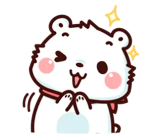 😜 ijsbeer, schattig, kawaii, dier, knipoog, sticker, cartoon telegram sticker