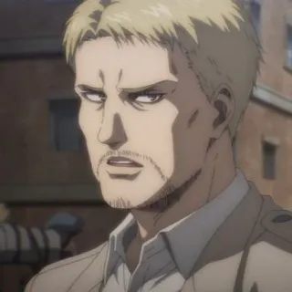 👾 Reiner Braun Attack on Titan アニメ, 進撃の巨人, ライナー, ライナー・ブラウン, 兵士, 真面目, アニメキャラ whatsapp sticker