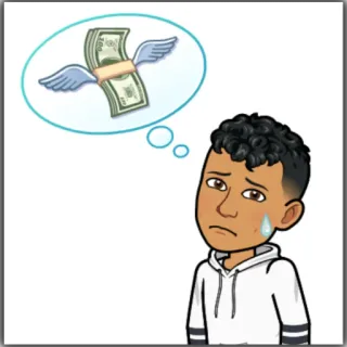 🤑 bitmoji, เงิน, ปีก, เศร้า, การเงิน, ฝัน, การ์ตูน, อวตาร telegram sticker