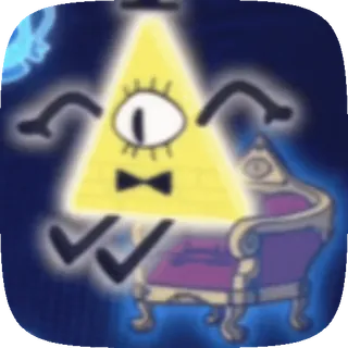 👁 Bill Cipher Gravity Falls dibujo animado, triángulo, personaje, animación, fantasía whatsapp sticker