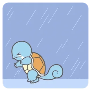 💬 Squirtle pokemon, squirtle, sad, rain, cartoon, cute, turtle telegram sticker