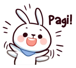 ☀ Pagi! 兔子, 可爱, 卡通, 问候, 快乐, 小兔子 telegram sticker