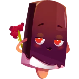 😘 アイスクリーム, アイスキャンディー, チョコレート, デザート, 漫画, かわいい, 食べ物 telegram sticker