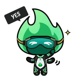 👍 YES verde, personagem, adesivo, digital, desenho animado, animação, amigável whatsapp sticker