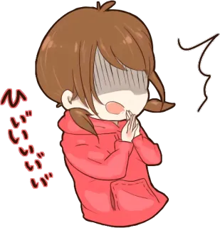 😨 ひじぽっ fille anime, gênée, mignon, kawaii, rougissant, dessin animé telegram sticker