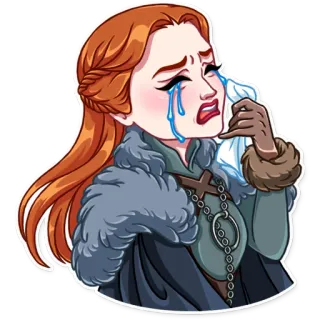 😭 Sansa Stark Game of Thrones Sansa Stark, Game of Thrones, pleurer, triste, Winterfell, personnage telegram sticker