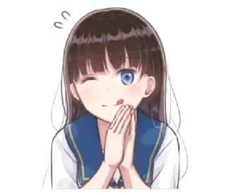 😋 anime, girl, cute, wink, school uniform whatsapp sticker