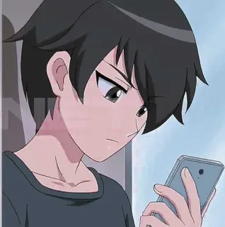 🐾 Anime, Chico, Adolescente, Teléfono, Dibujos animados, Personaje telegram sticker