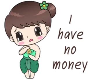 💸 I have no money fofo, desenho animado, menina, pobreza, dificuldades financeiras, triste telegram sticker