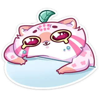 😭 kot, słodki, naklejka, kreskówka, kawaii, różowy, uroczy, słodki whatsapp sticker