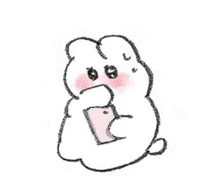 💭 imut, kelinci, bunny, telepon, cemas, stiker telegram sticker