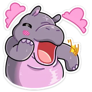 🥰 hipopotam, kreskówka, szczęśliwy, słodki, zwierzę, kawaii telegram sticker