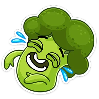 😀 브로콜리, 만화, 행복한, 채소, 음식, 스티커 telegram sticker
