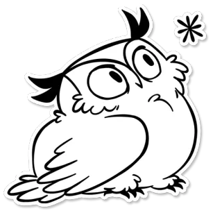 ❄ 올빼미, 스티커, 동물, 새, 만화, 귀여운, 흑백 telegram sticker