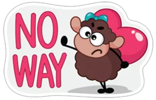😕 NO WAY pecora, cartone animato, assolutamente no, rifiuto, carino, animale whatsapp sticker