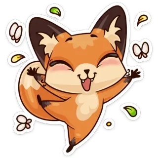 🎉 fox, cartoon, animal, cute, happy, orange, wildlife telegram sticker