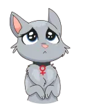 🥺 猫, 动物, 伤心, 可爱, 卡通, 灰色 telegram sticker