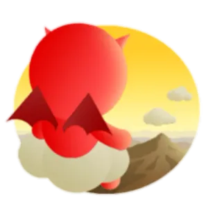 🙃 빨간색, 악마, 날개, 만화, 하늘, 구름 telegram sticker