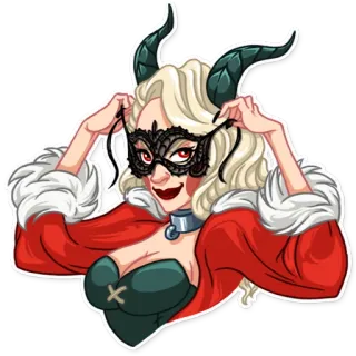 😎 ác quỷ, quỷ dữ, ảo mộng, phụ nữ, sừng, mặt nạ telegram sticker
