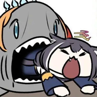 😫 Акула, Мультик, Животное, Кот, Милый, Наклейка whatsapp sticker