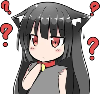 🤔 Аниме, Нэко, Вопросительные знаки, Милый, В замешательстве, Манга telegram sticker