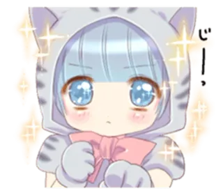 🤩 Anime, Chibi, Słodkie, Kot, Kawaii telegram sticker