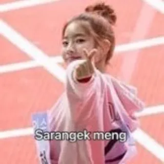 🐒 Sarangek meng amor, corazón, lindo, chica, K-pop, corazón con dedos telegram sticker