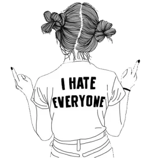 🖕 I HATE EVERYONE girl, hate, offensive, attitude, middle finger whatsapp sticker