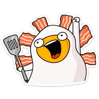 🥳 Essen, Hähnchen, Speck, Kochen, Kochen, Lustig telegram sticker