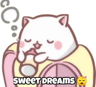 😴 SWEET DREAMS 좋은 꿈, 고양이, 졸린, 귀여운, 카와이 telegram sticker