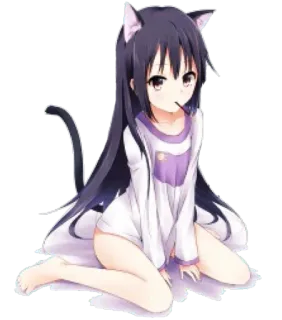 😒 Anime, Oreilles de chat, Fille, Kawaii, Mignon, Neko whatsapp sticker