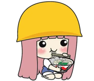 🍜 애니메이션, 여자, 먹방, 그릇, 음식, 만화, 귀여운 telegram sticker
