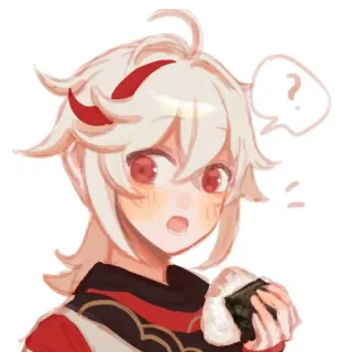 🤨 Kaedehara Kazuha Genshin Impact 动漫, 原神, 枫原万叶, 角色, 卡哇伊, 可爱, 饭团, 食物 telegram sticker