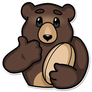 👍 orso, rugby, animale, cartone animato, sport, pollice in su whatsapp sticker