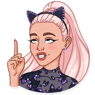 ☝️ donna, cartone animato, adesivo, carino, orecchie da gatto telegram sticker