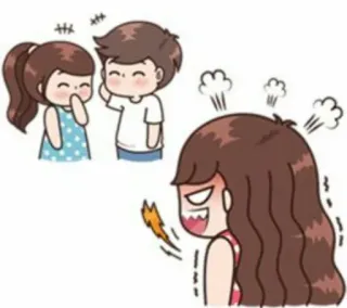 🤨 卡通, 生气, 情侣, 关系, 嫉妒 whatsapp sticker