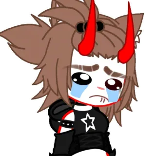 🚬 gacha, crying, cartoon, demon, anime telegram sticker